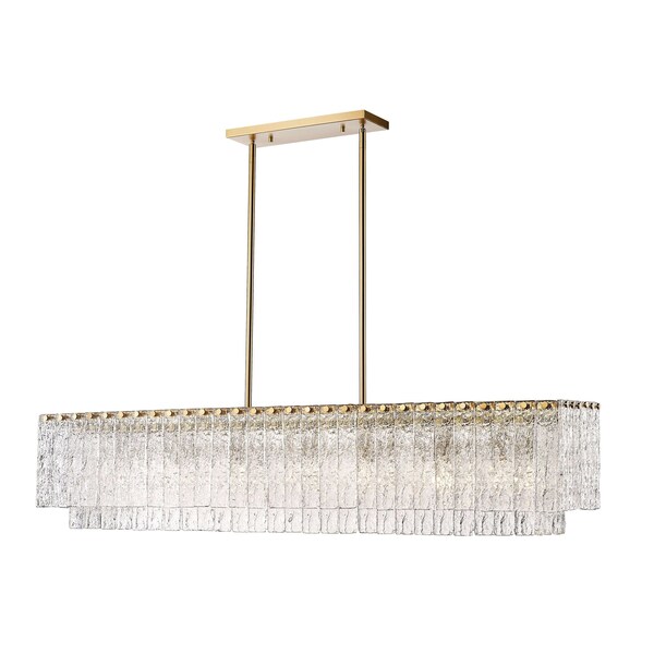 Z-Lite Glacier Linear Chandelier, 7-Light, 11.75 In.W x 53.5 In.L x 11.5 In.H, Modern Gold/Clear 1943-53L-MGLD - main